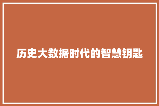 历史大数据时代的智慧钥匙