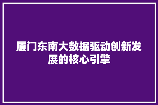 厦门东南大数据驱动创新发展的核心引擎