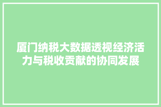 厦门纳税大数据透视经济活力与税收贡献的协同发展