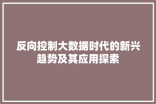 反向控制大数据时代的新兴趋势及其应用探索