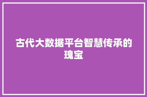 古代大数据平台智慧传承的瑰宝 Web前端