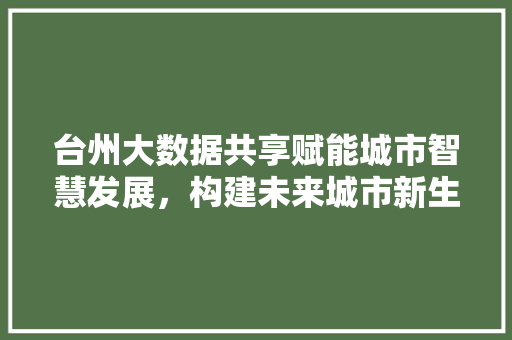 台州大数据共享赋能城市智慧发展，构建未来城市新生态 SEO教程