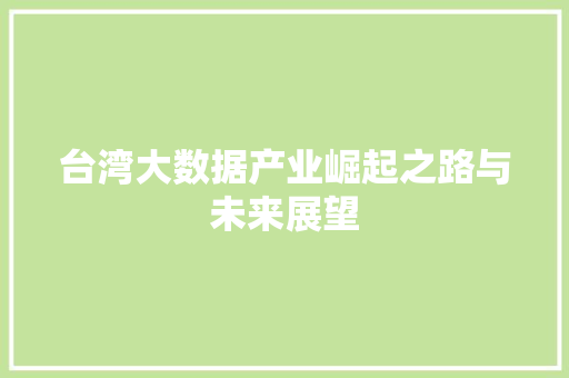 台湾大数据产业崛起之路与未来展望