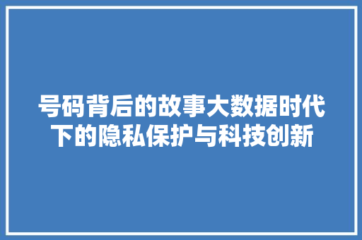 号码背后的故事大数据时代下的隐私保护与科技创新