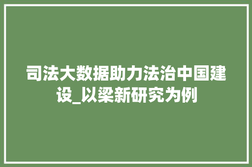 司法大数据助力法治中国建设_以梁新研究为例