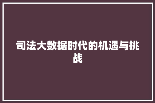 司法大数据时代的机遇与挑战