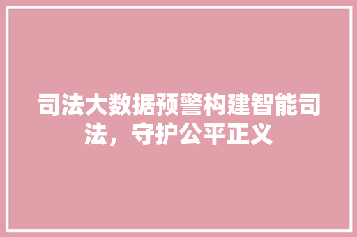 司法大数据预警构建智能司法，守护公平正义