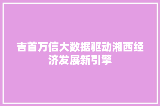 吉首万信大数据驱动湘西经济发展新引擎 建站教程