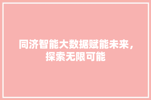 同济智能大数据赋能未来，探索无限可能