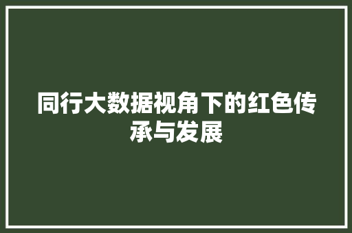 同行大数据视角下的红色传承与发展