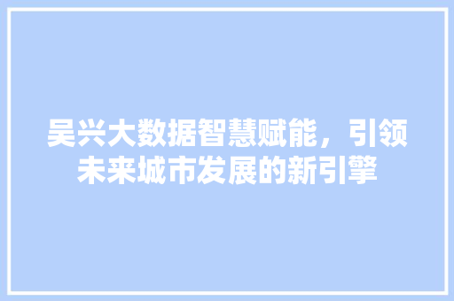 吴兴大数据智慧赋能，引领未来城市发展的新引擎