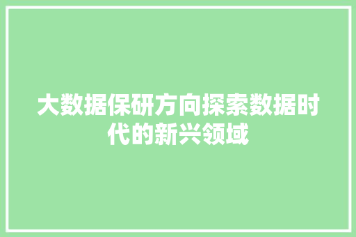 大数据保研方向探索数据时代的新兴领域