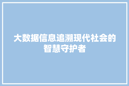 大数据信息追溯现代社会的智慧守护者