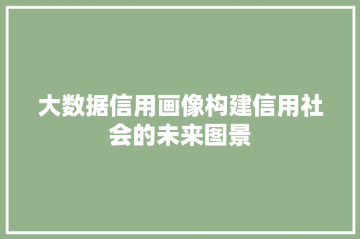大数据信用画像构建信用社会的未来图景