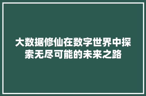 大数据修仙在数字世界中探索无尽可能的未来之路