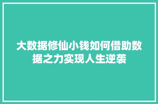 大数据修仙小钱如何借助数据之力实现人生逆袭