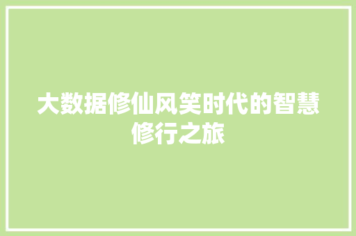 大数据修仙风笑时代的智慧修行之旅