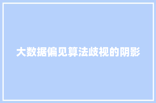 大数据偏见算法歧视的阴影