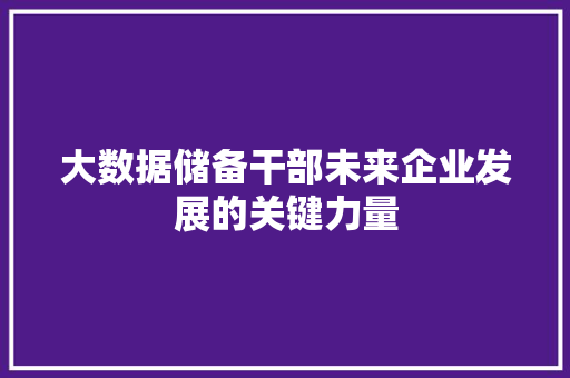 大数据储备干部未来企业发展的关键力量