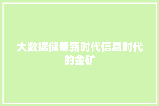 大数据储量新时代信息时代的金矿