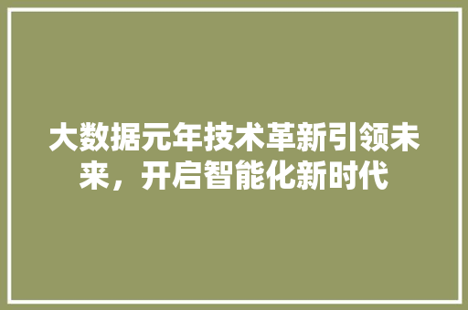 大数据元年技术革新引领未来，开启智能化新时代