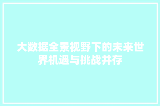 大数据全景视野下的未来世界机遇与挑战并存