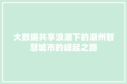 大数据共享浪潮下的潮州智慧城市的崛起之路 服务器/数据库
