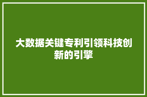 大数据关键专利引领科技创新的引擎 WordPress教程