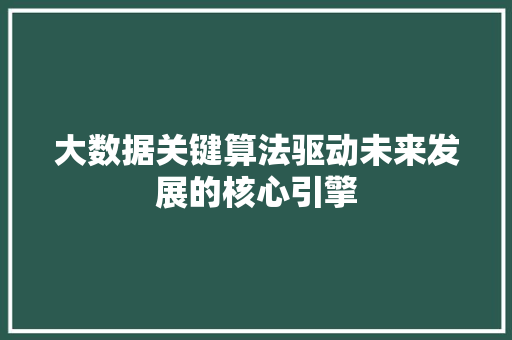 大数据关键算法驱动未来发展的核心引擎 WordPress教程