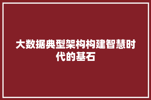 大数据典型架构构建智慧时代的基石 建站教程