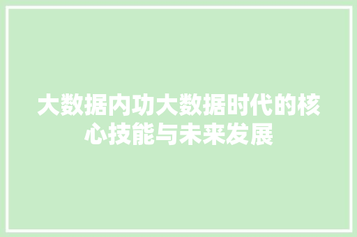 大数据内功大数据时代的核心技能与未来发展 WordPress教程