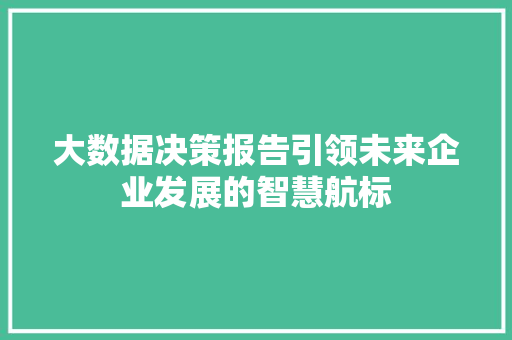 大数据决策报告引领未来企业发展的智慧航标 WordPress教程