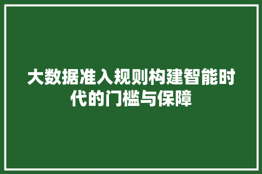 大数据准入规则构建智能时代的门槛与保障 SEO教程