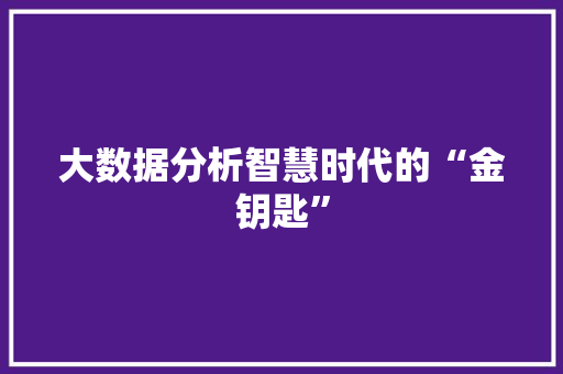 大数据分析智慧时代的“金钥匙”