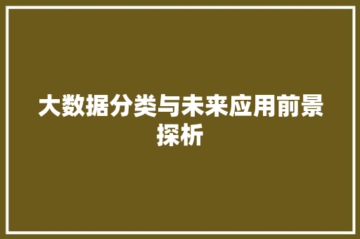 大数据分类与未来应用前景探析