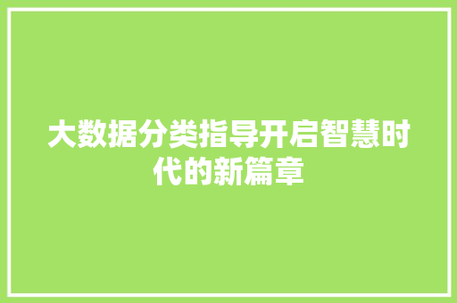 大数据分类指导开启智慧时代的新篇章 友链在线