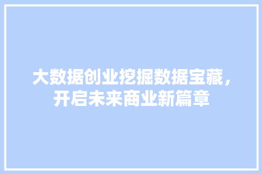 大数据创业挖掘数据宝藏，开启未来商业新篇章