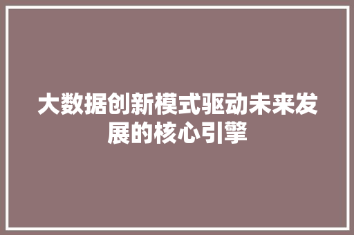 大数据创新模式驱动未来发展的核心引擎