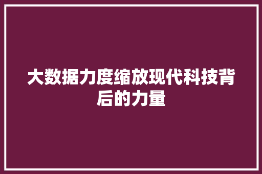 大数据力度缩放现代科技背后的力量