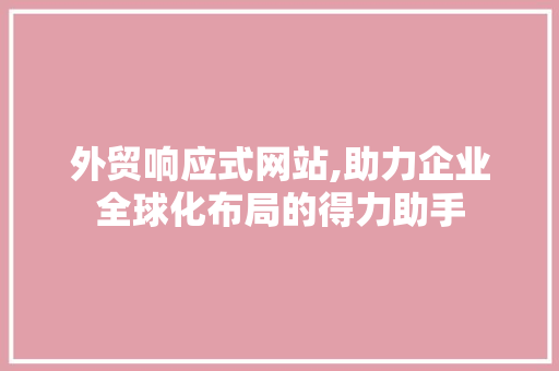 外贸响应式网站,助力企业全球化布局的得力助手