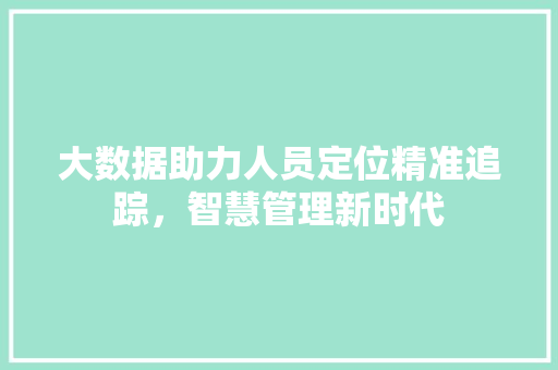 大数据助力人员定位精准追踪，智慧管理新时代