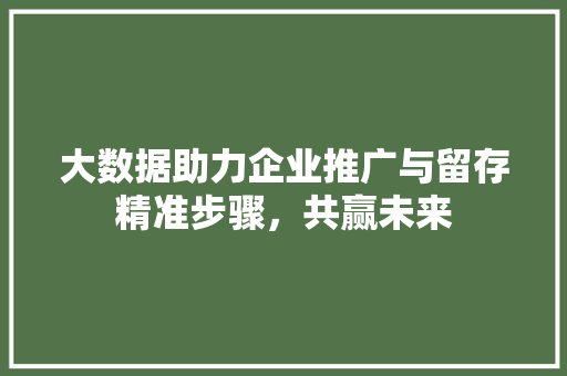大数据助力企业推广与留存精准步骤，共赢未来