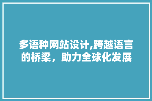 多语种网站设计,跨越语言的桥梁，助力全球化发展