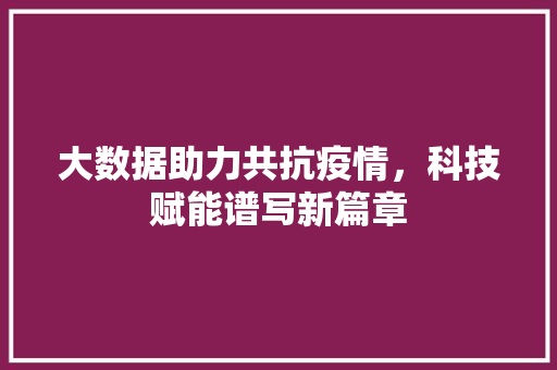 大数据助力共抗疫情，科技赋能谱写新篇章