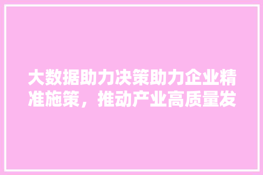 大数据助力决策助力企业精准施策，推动产业高质量发展 服务器/数据库