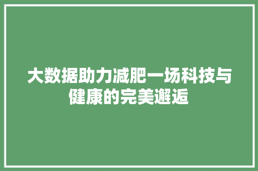 大数据助力减肥一场科技与健康的完美邂逅