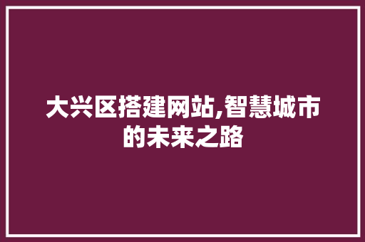 大兴区搭建网站,智慧城市的未来之路