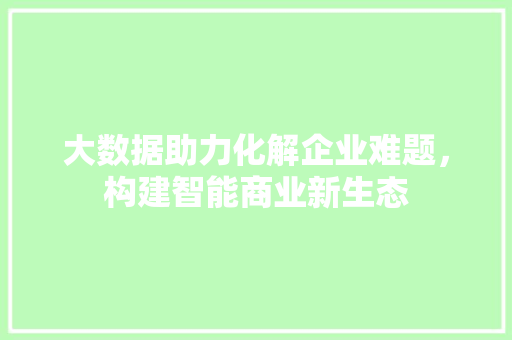 大数据助力化解企业难题，构建智能商业新生态