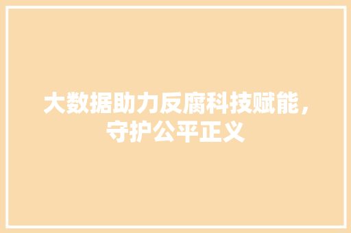 大数据助力反腐科技赋能，守护公平正义 建站教程