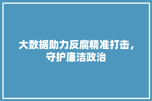 大数据助力反腐精准打击，守护廉洁政治 服务器/数据库